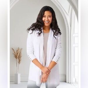 Susan Graver Rayon Nylon
Sweater Cardigan with buttons
White 2X